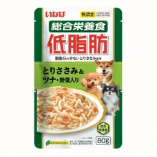 INABA влажный корм для собак Teishibo Куриное филе и тунец Кацуо с овощами в желе, 80 г