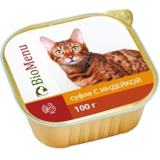 BioMenu консервы для кошек суфле с Индейкой