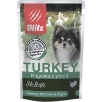 Blitz Holistic пауч для собак мел. пород кусочки в соусе Индейка с уткой, 24 шт
